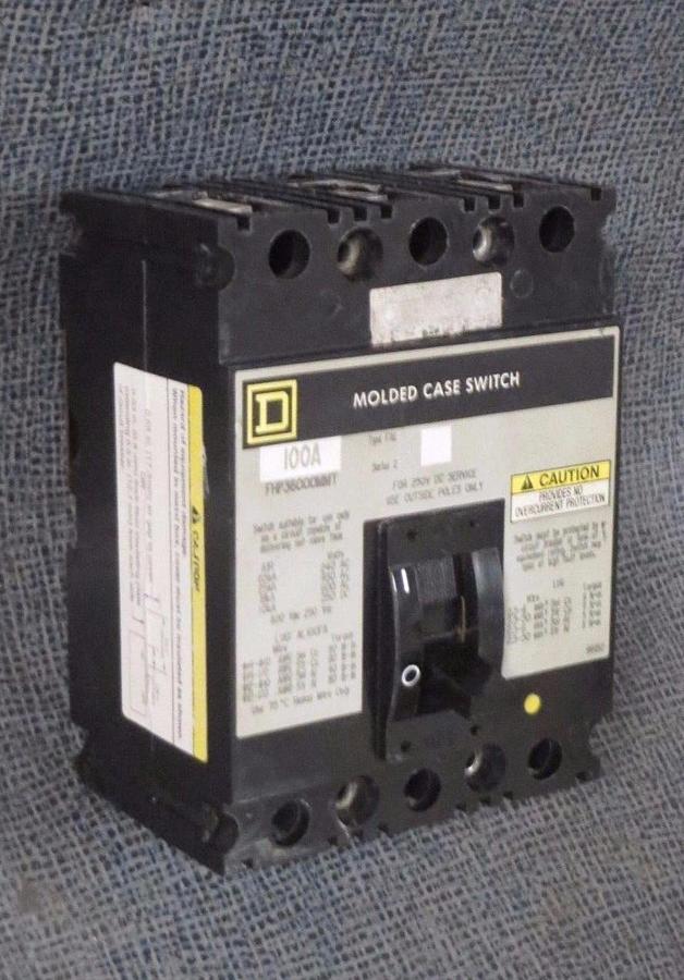 Used SQUARE D MOLDED CASE SWITCH FHP36000MMT 100 AMP 600 VAC 3-POLE **WARRANTY**