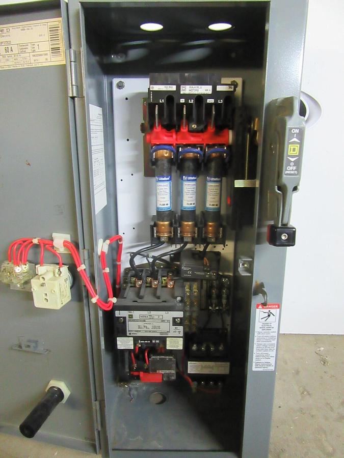 Used SQUARE D COMBINATION STARTER 8538SDG14 W/ 8536SDO1H10S 60 AMP 600 VAC SIZE 2