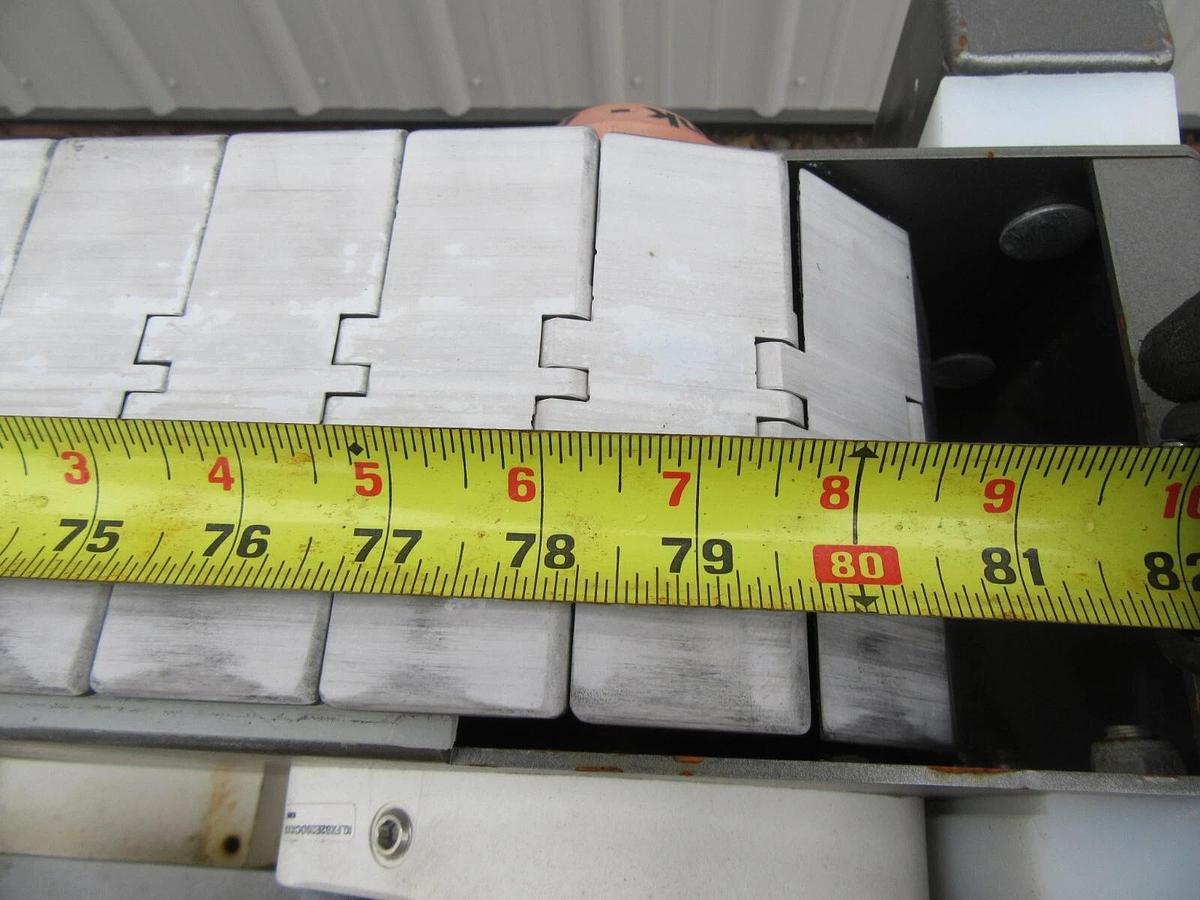 Used 4 1/2"  X 80" LONG SENTRY PLASTIC BELT BOTTLE CONVEYOR 1 HP 230/460 V 3 PH