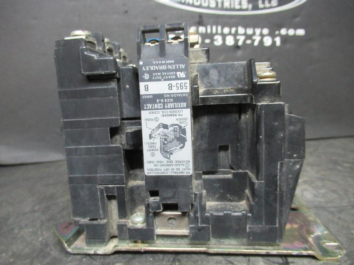 Used ALLEN BRADLEY NEMA 1 CONTACTOR 500F-BOD93 27 AMP 600 VAC 10 HP W/ 599-K04