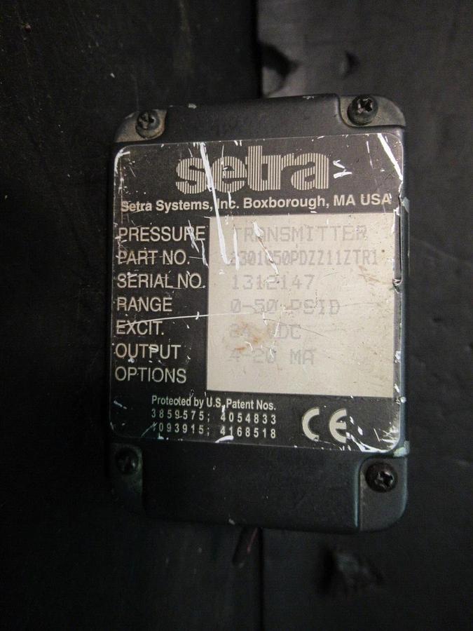 Used SETRA SYSTEMS PRESSURE TRANSMITTER 2301050PDZZ11ZTR1 0-50 PSID 24 VDC 4-20 MA
