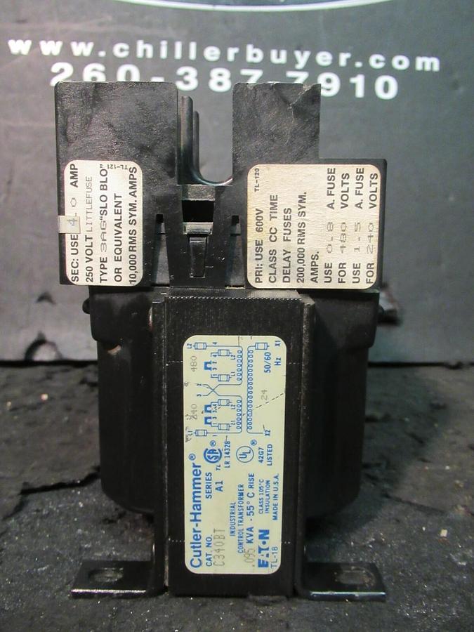 Used 0.095 KVA (95 VA) CUTLER HAMMER CONTROL TRANSFORMER 480/240 VAC 24 V C340BT