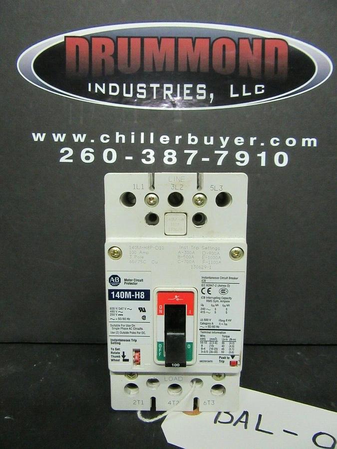 Used 100 AMP ALLEN BRADLEY BREAKER 140M-H8P-D10 3 POLE 480 VAC **WARRANTY**