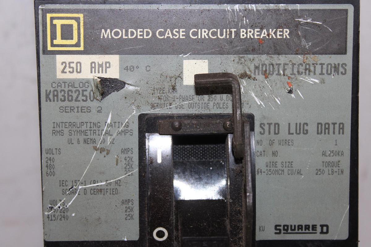 Used SQUARE D I-LINE CIRCUIT BREAKER KA36150 150 AMP 600 VAC 3-POLE