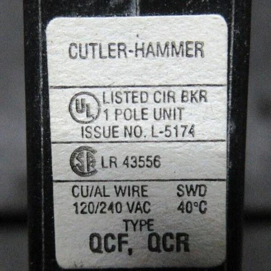 Used CUTLER-HAMMER CIRCUIT BREAKER QCR1015 15 AMP 240 VAC SINGLE POLE TYPE: HACR
