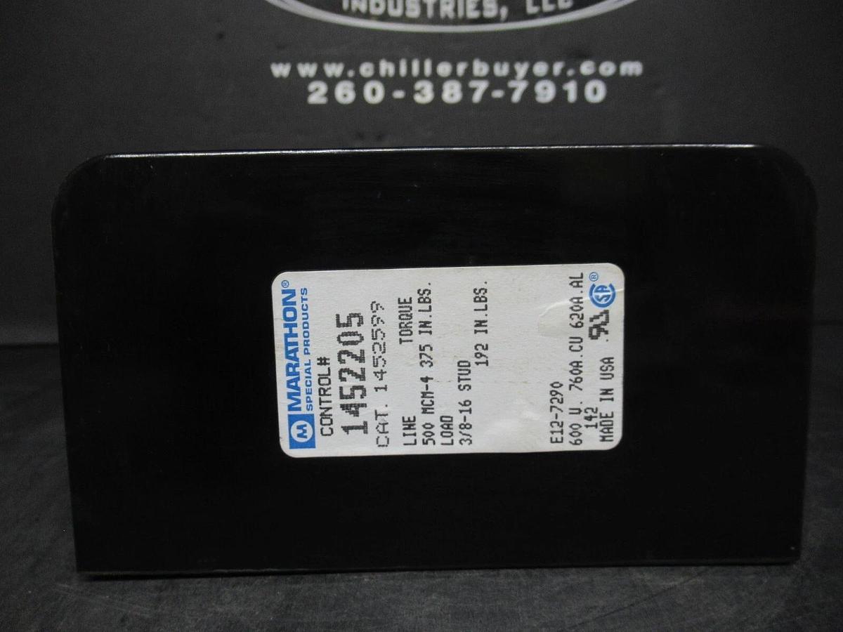Used MARATHON TWO POLE POWER DISTRIBUTION BLOCK 1452205 1452599 600 VOLT 760 AMP