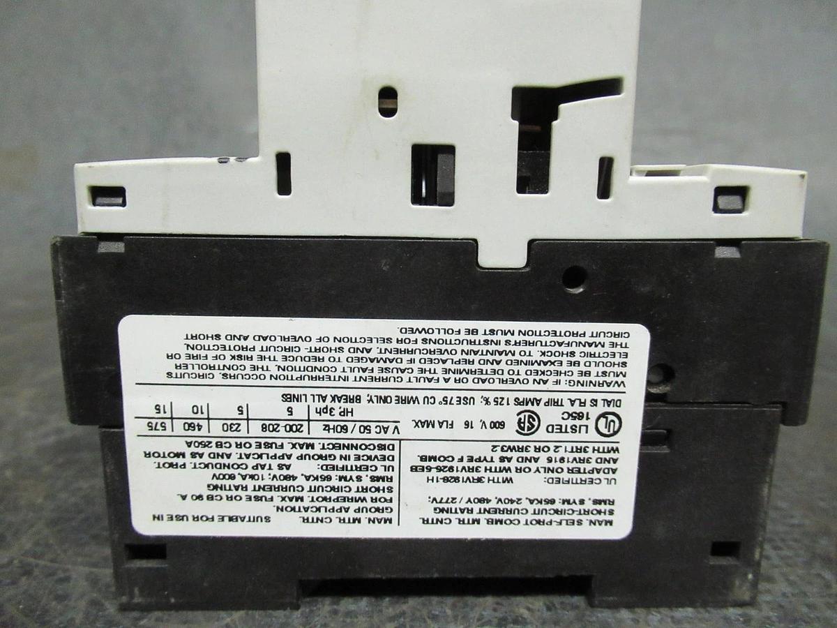 Used SIEMENS MANUAL MOTOR STARTER 3RV1021-4AA10 600V 16A 15HP G/060601