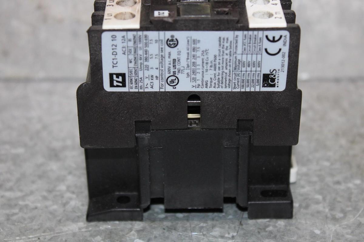 Used TC CONTACTOR TC1D1210 25 AMP 600 VAC 3-POLE 10 HP COIL: 120V **WARRANTY**