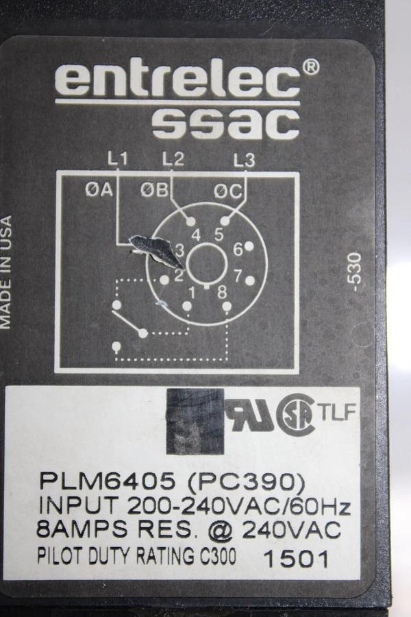 Used ENTRELEC SSAC VOLTAGE MONITOR PLM6405 200-240 VAC 8 AMP **WARRANTY**