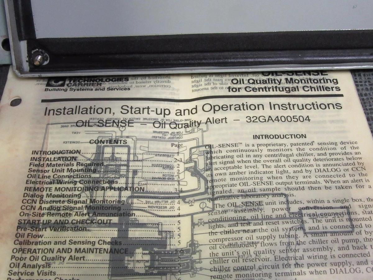 Used CARRIER OIL-SENSE QUALITY MONITORING SENSOR 32GA400504 115V 1 PHASE