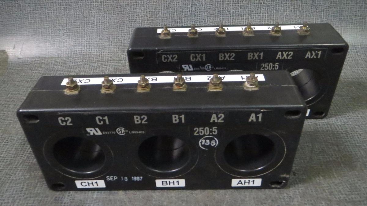 Used CUTLER HAMMER CURRENT TRANSFORMER (1) 250:5A 50-400 Hz # 2092A37H04 # 3P81-251