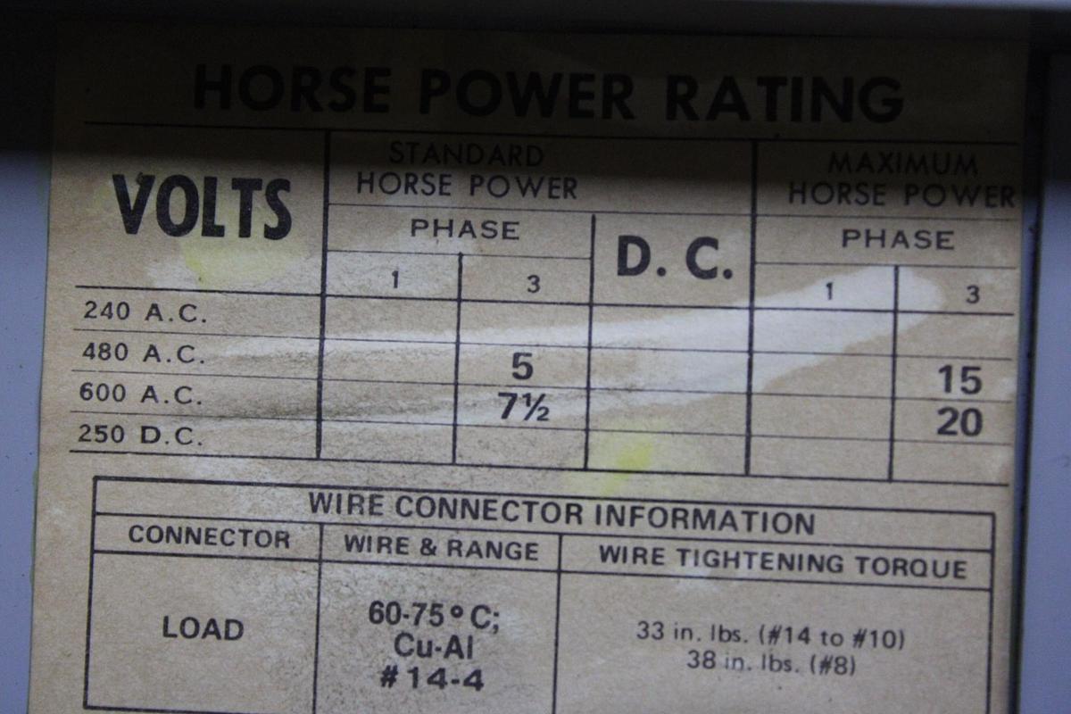 Used ITE TWIN VACU-BREAK FUSIBLE PANELBOARD SWITCH V7E3633 600V 100A