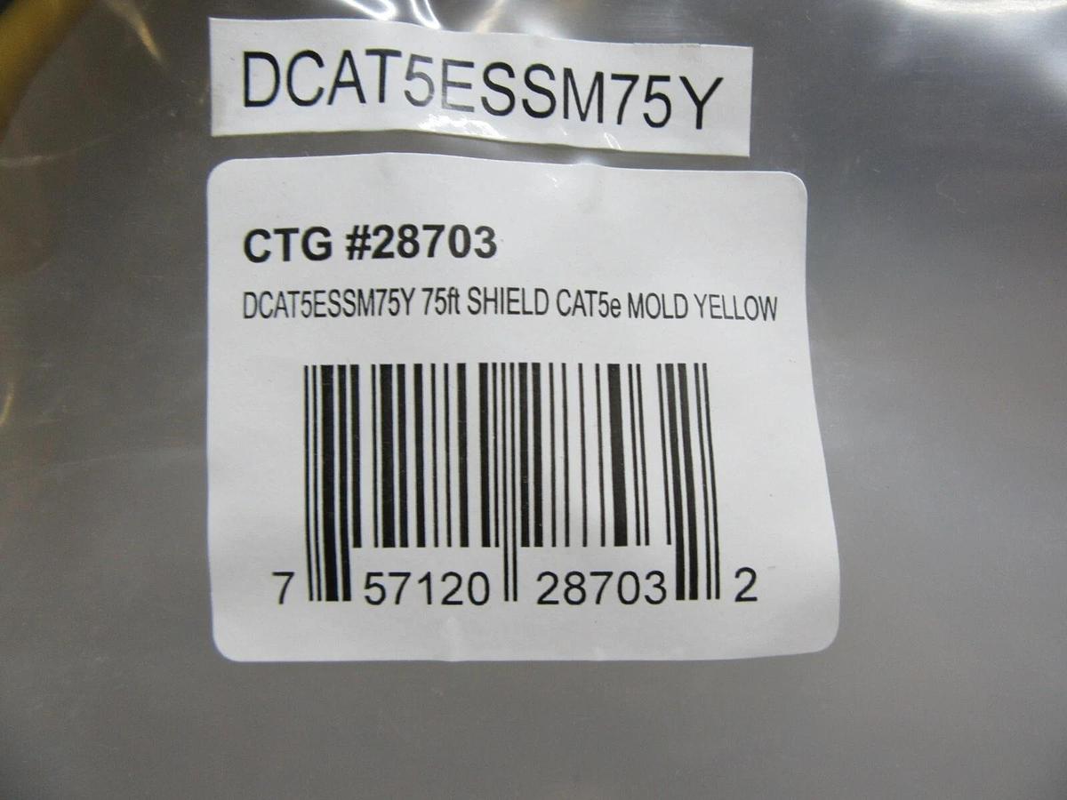 75 FOOT STP CAT 5E ETHERNET PATCH CABLE RJ45 M/M CTG 28703 DCAT5ESSM75Y