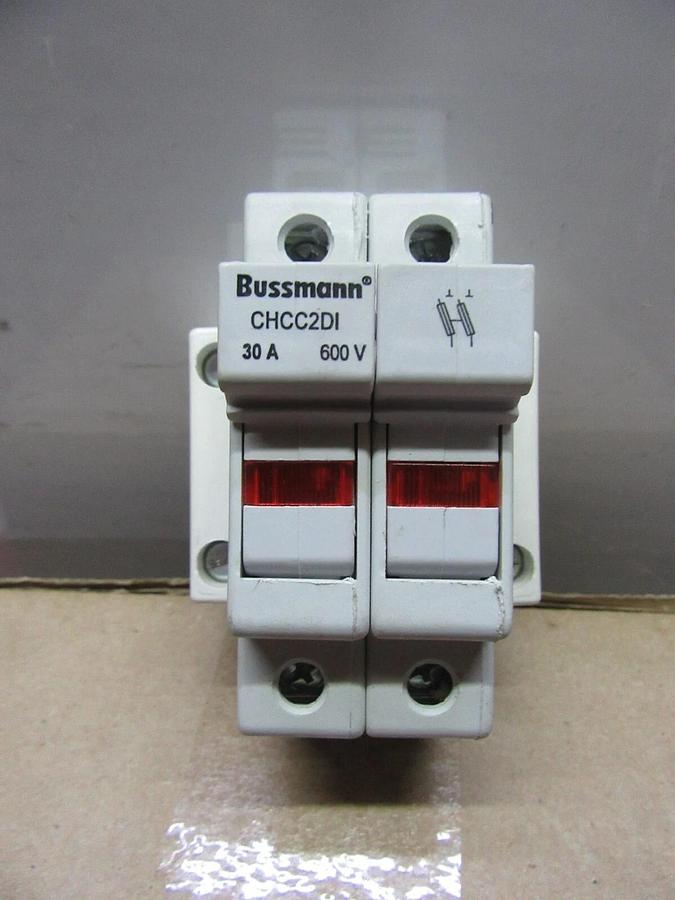 Used BUSSMANN FUSE HOLDER CHCC2DI 600 VOLT 30 AMP 2-POLE W/ AUXILLIARY CONTACTS