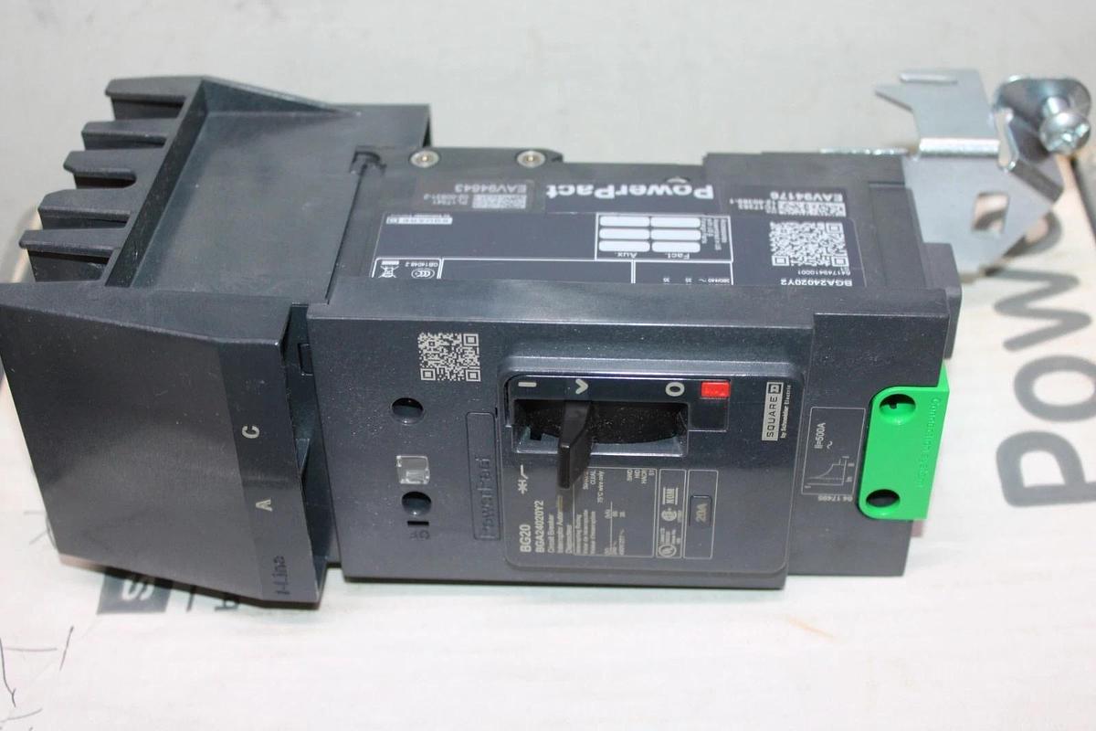 NIB SQUARE D POWERPACT I-LINE CIRCUIT BREAKER BGA24020Y2 20 AMP 480/277V 2-POLE