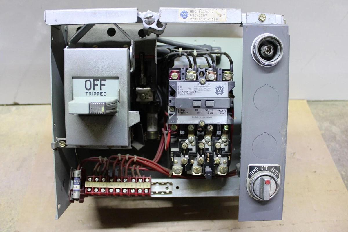 Used WESTINGHOUSE TYPE W MOTOR CONTROL BUCKET 12" SIZE 1 STARTER 27 AMP W/ DOOR