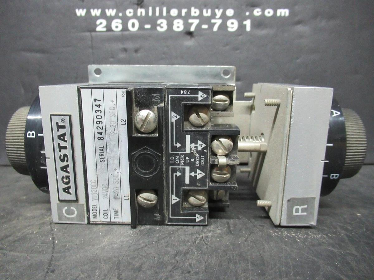 Used AGASTAT TIME DELAY RELAY 2-20 SECONDS 7032CC 24 VDC VOIL 600 VAC 10 AMP