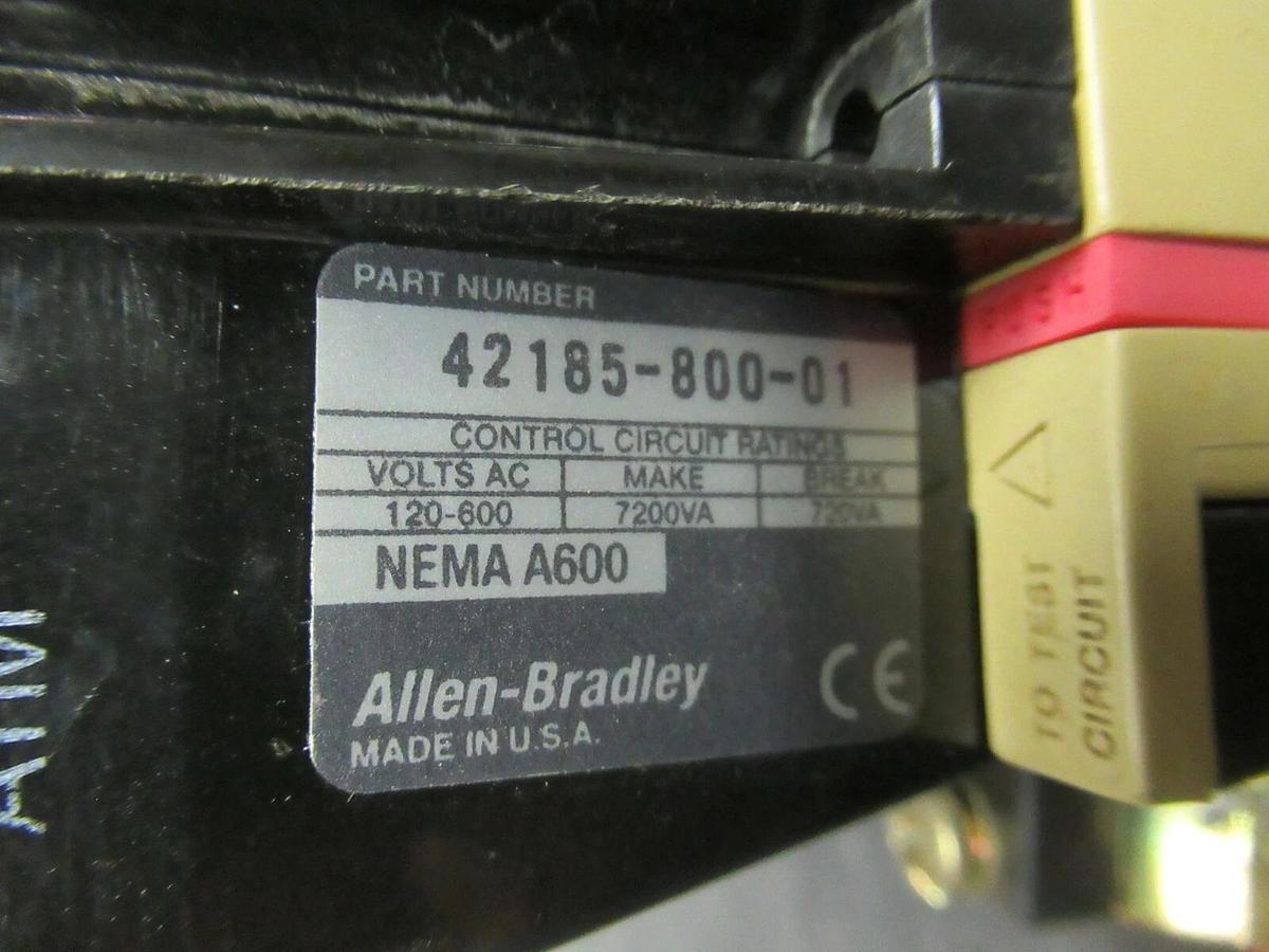 Used ALLEN BRADLEY STARTER 509-A0D SER. B 600 VAC 5 HP @ 460 VAC 3 PH 18 AMP SIZE 0