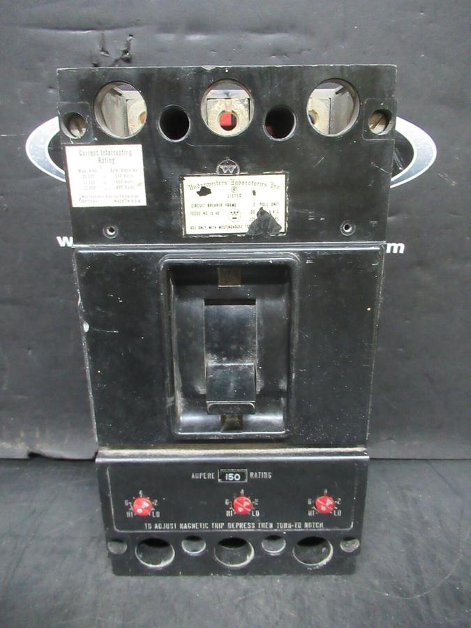 Used WESTINGHOUSE AB DE-ION BREAKER KA3225F 150 AMP TRIP 600 VAC 3-POLE 459D971G02