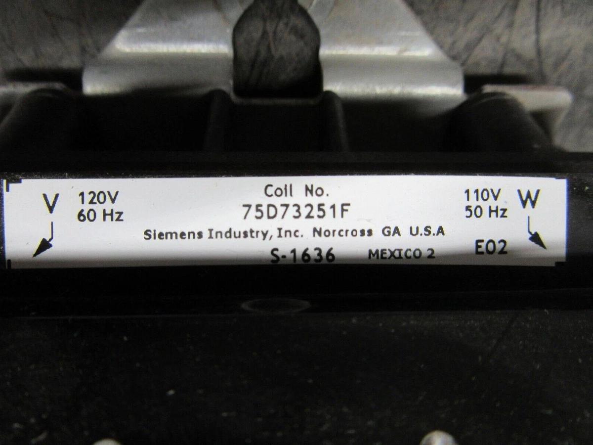 Used SIEMENS CONTACTOR 40HP32A* 600 VAC 90 AMP NEMA 3 3-POLE COIL: 120 VAC