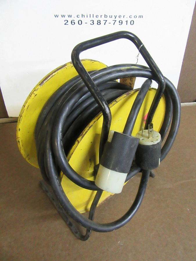 Used 100' 14/3 AERO-MOTIVE HW 34 ELECTRICAL POWER CORD WIRE REEL 15 AMP 120 VAC 1 PH