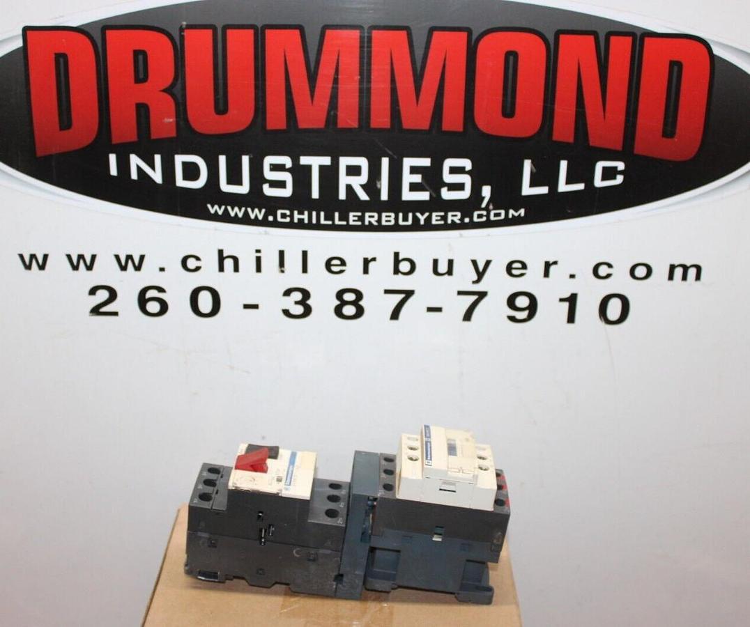 Used TELEMECANIQUE MANUAL MOTOR STARTER LC1D09 W/ GV2ME10/4.3-6A 600V 7.5HP 25A