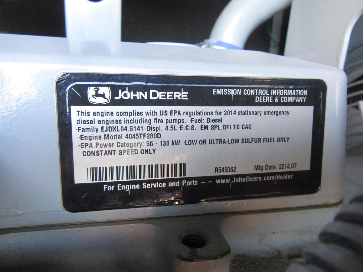 Used 50 KW DIESEL GENERATOR MTU 120/240 V JOHN DEERE SOUND ENCLOSED 499 HRS VIDEO