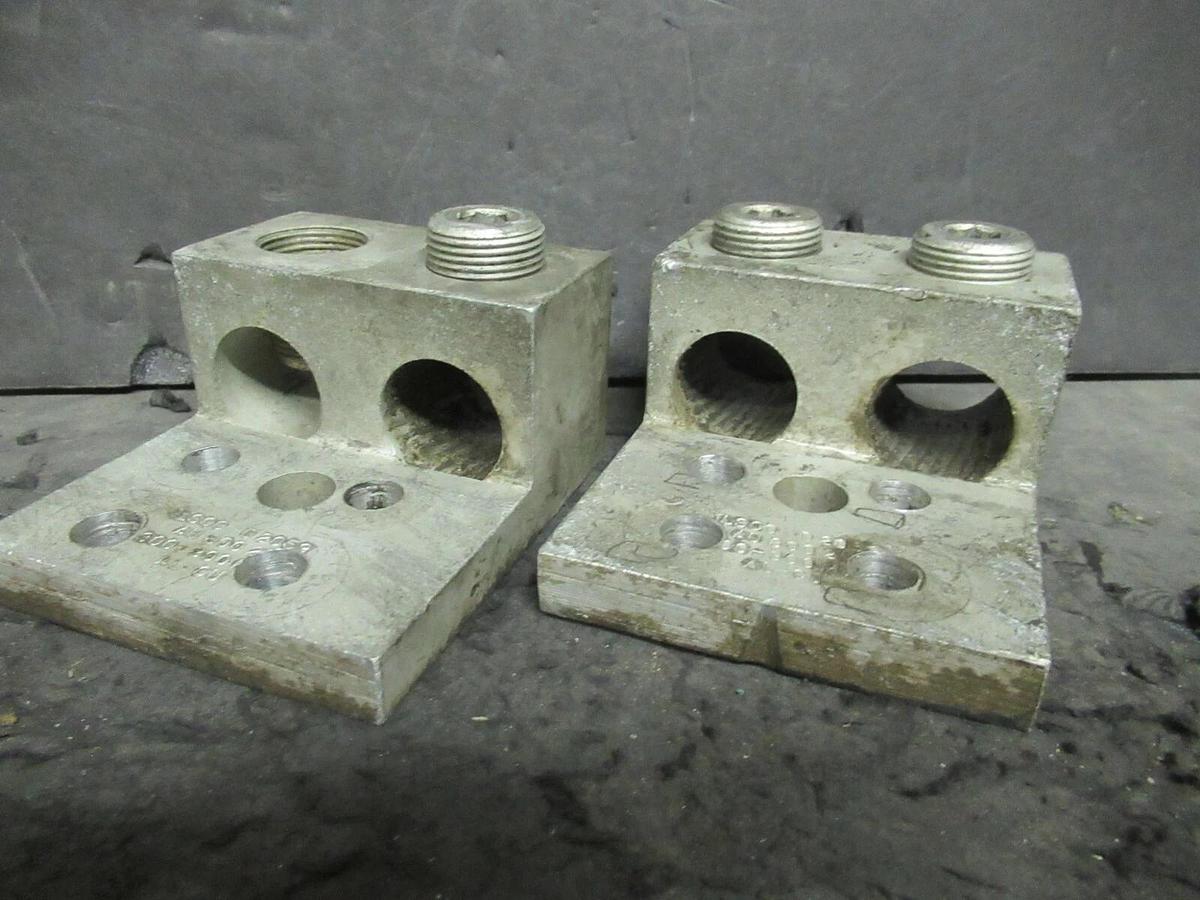 Used (2 QTY) ILSCO D2059 2 DOUBLE BARREL MECHANICAL CONNECTOR LUG TAPS 300 - 800MCM