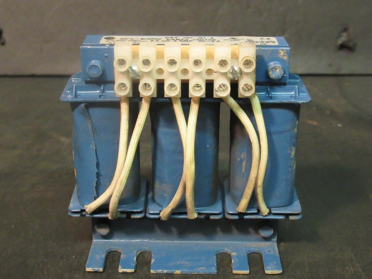 Used ALLEN BRADLEY 3 PHASE REACTOR CAT# 1321-3R4-B P/N: 150135 6.5 mH 4 A 600 V MAX