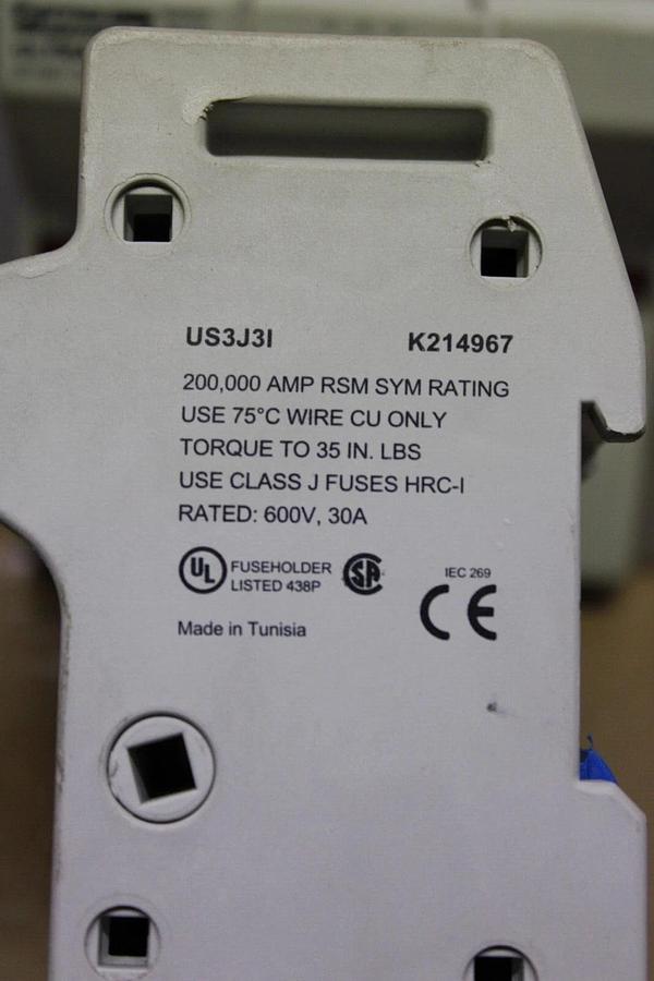 Used LOT OF 2 FERRAZ SHAWMUT FUSE HOLDER US3J31 30 AMP 600 VOLT K214967