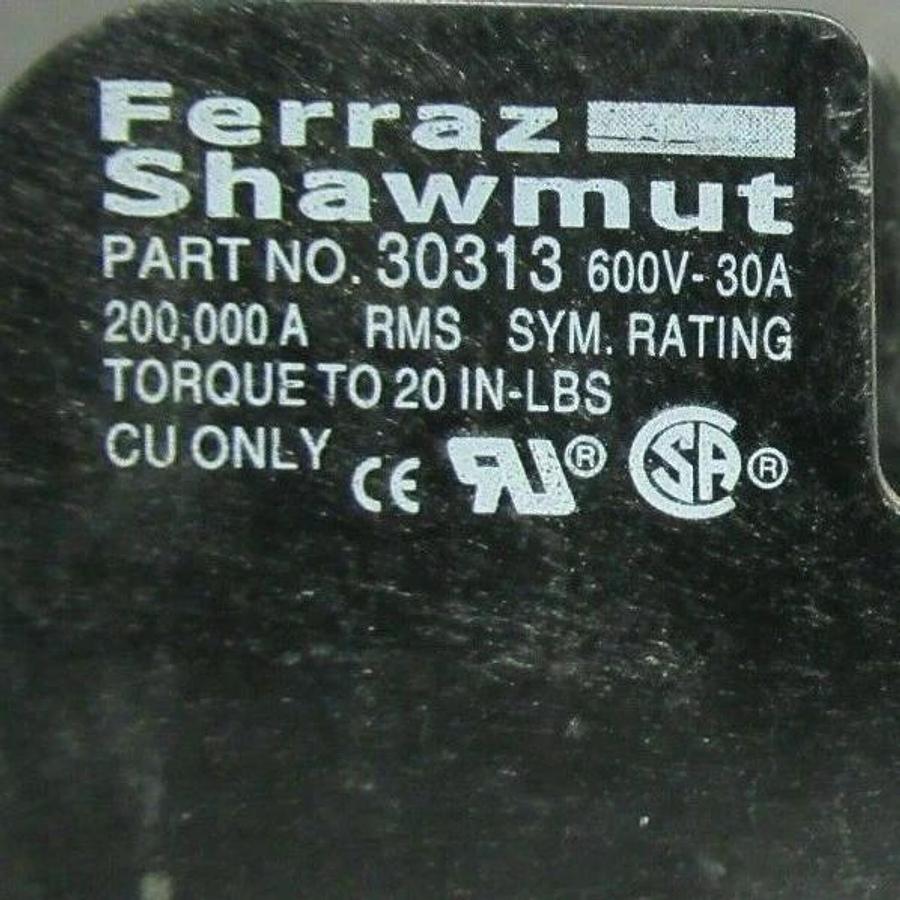 Used FERRAZ SHAWMUT FUSE HOLDER 30313 FOR 30 AMP 600 V FUSES **WARRANTY**