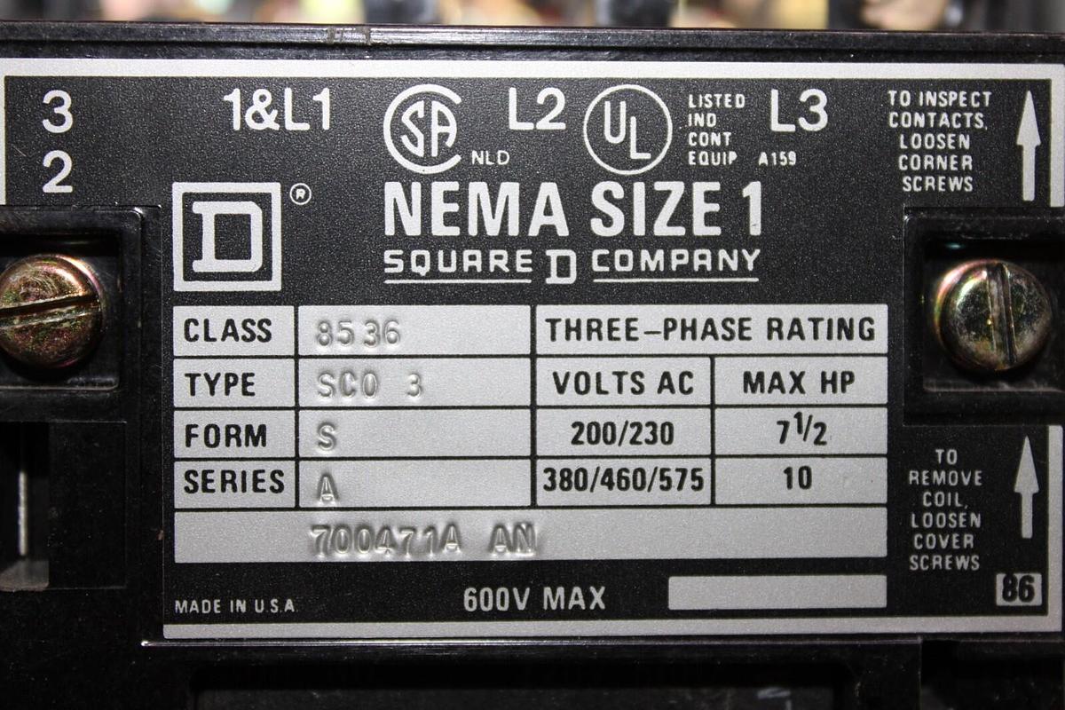 Used SQUARE D MOTOR CONTROL BUCKET MCC 8998-NC-403 NEMA 1 12" W/ 8536-SCO-3