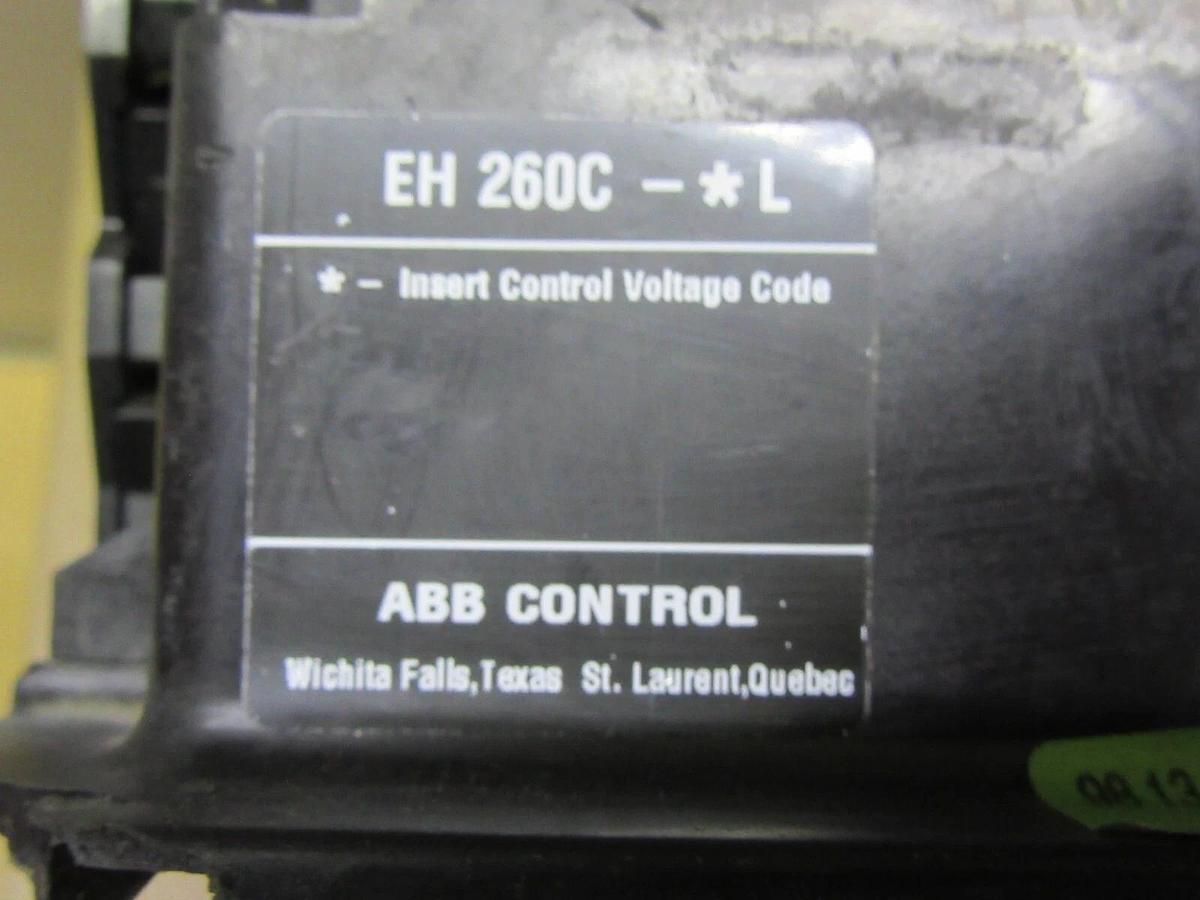 Used ABB CONTACTOR EH-260 600 VAC 300 AMP 250 HP 3-PHASE 3-POLE COIL: 24 VDC