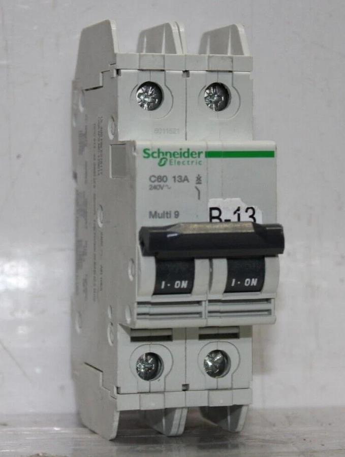 Used SCHNEIDER CIRCUIT BREAKER C60-13A 13 AMP 240 VAC 2-POLE **WARRANTY**