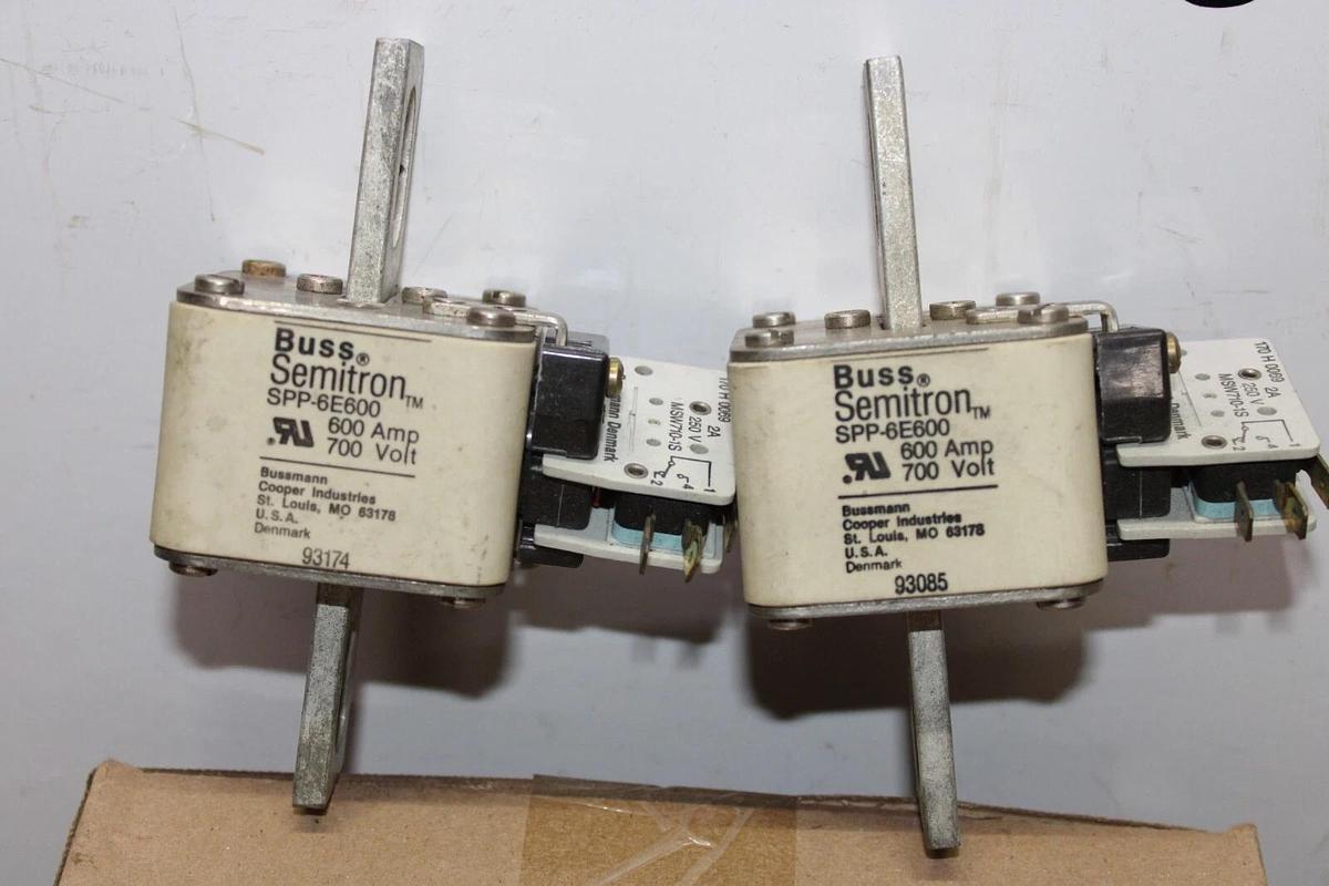 Used LOT OF 2 BUSSMANN SEMITRON SQUARE FUSE SPP-6E600 600 AMP 700 VOLT **WARRANTY**