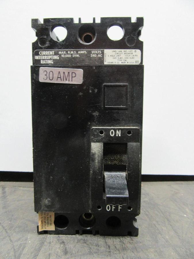 Used SQUARE D CIRCUIT BREAKER FAL22030 30 AMP 2-POLE 240 VAC **WARRANTY INCLUDED**