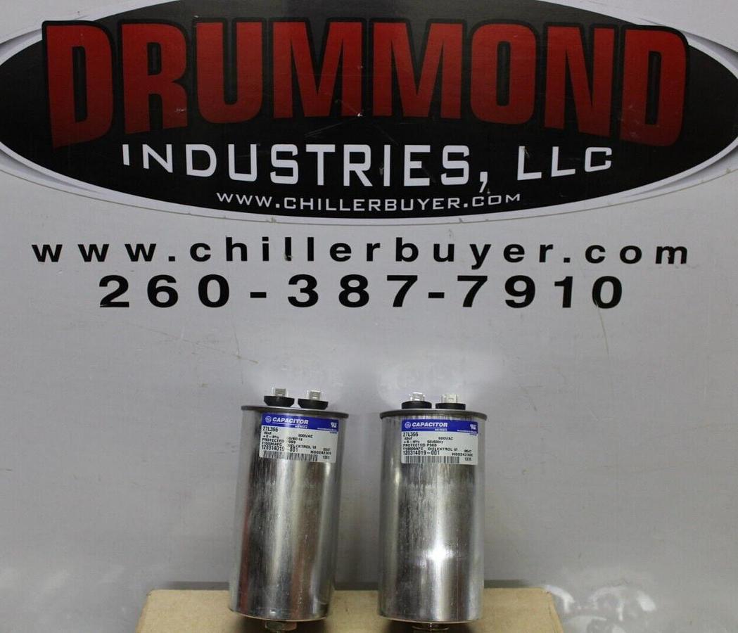 Used LOT OF 2 GE DIELEKTROL VI CAPACITOR 27L366 120314019-001 600 VAC 40 uF ± 6%