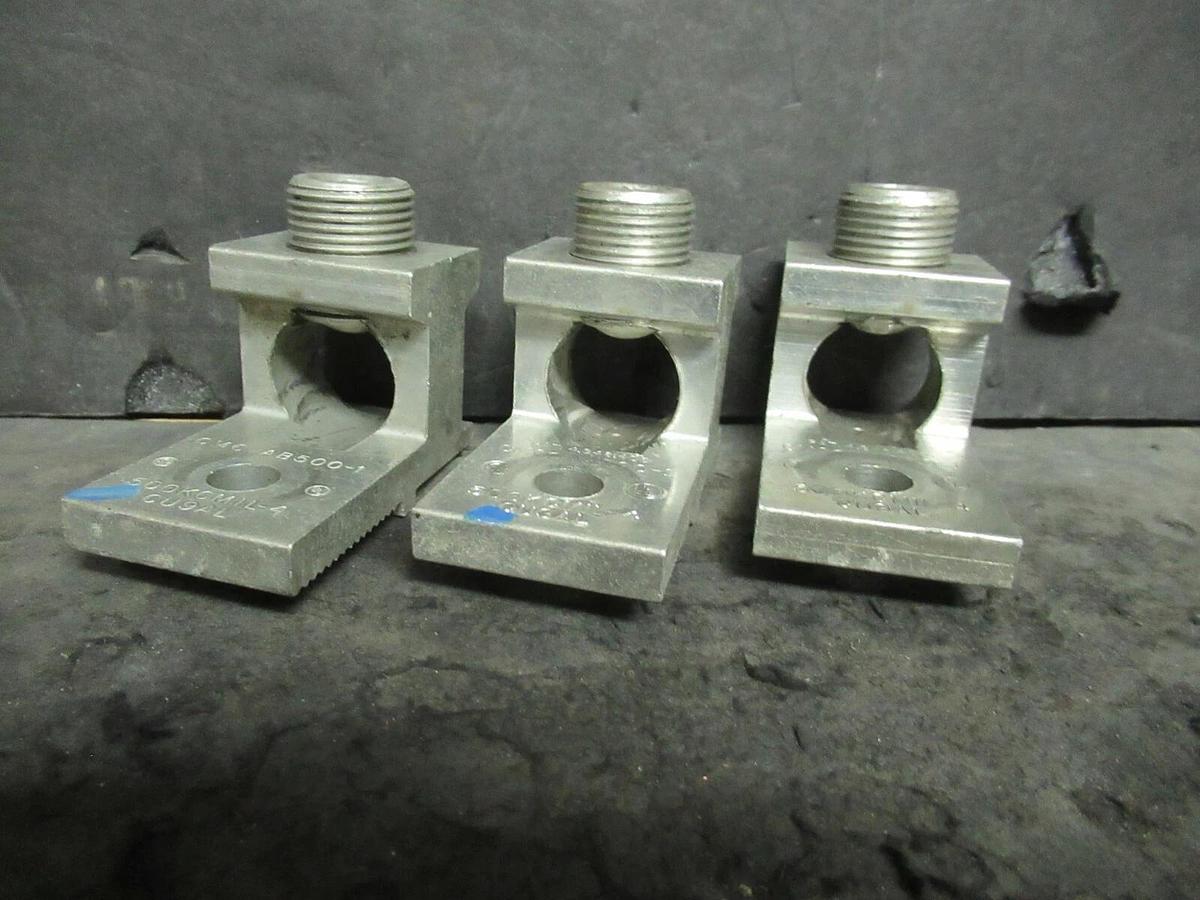 Used (3) QTY CMC AB500-1 1 SINGLE BARREL MECHANICAL CONNECTOR LUGS TAP 500 KCMIL - 4