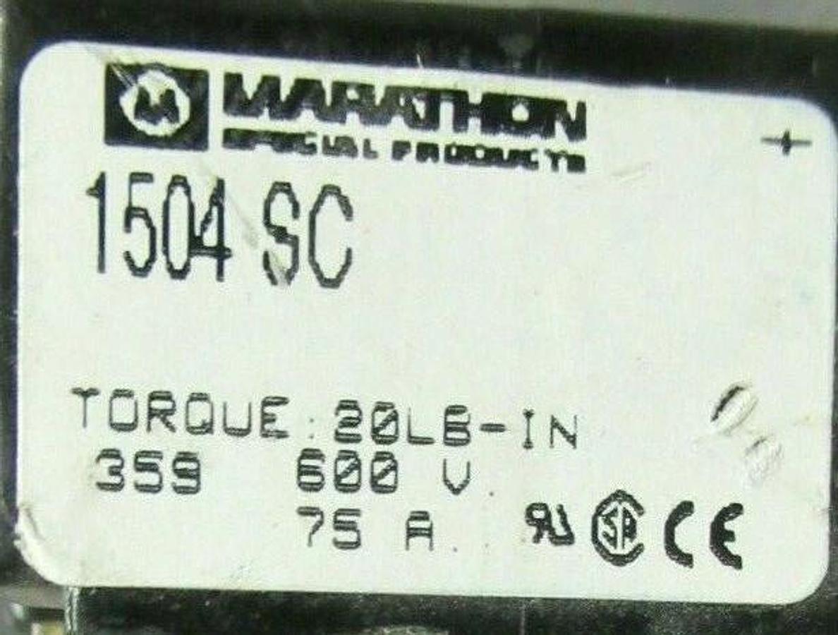 Used MARATHON FUSE HOLDER 1504 SC FOR 75 AMP 600 V FUSES **WARRANTY**