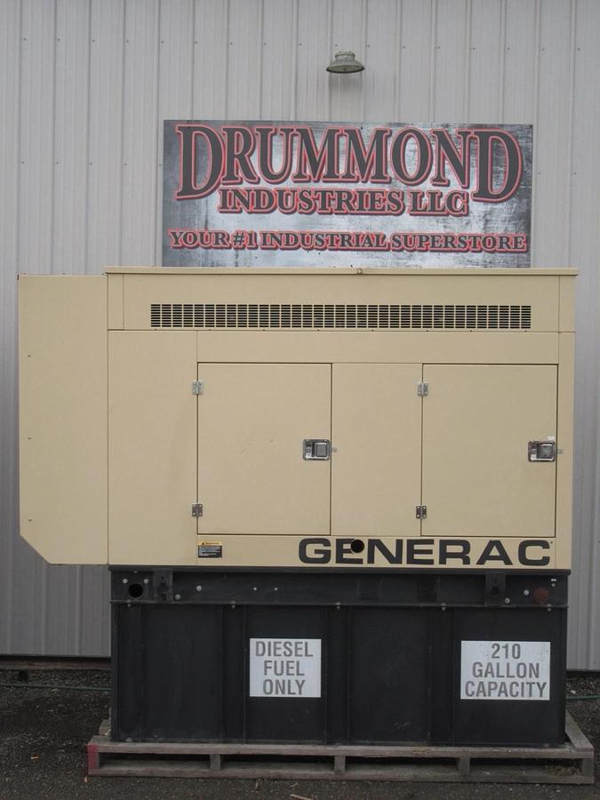 Used 60 KW DIESEL GENERATOR GENERAC 120/240 VOLT ONLY 500 HRS SOUND ENCLOSED VIDEO
