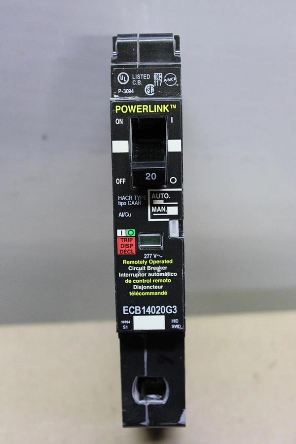 Used SQUARE D POWERLINK CIRCUIT BREAKER ECB14020G3 20 AMP 480/277 VAC 1-POLE
