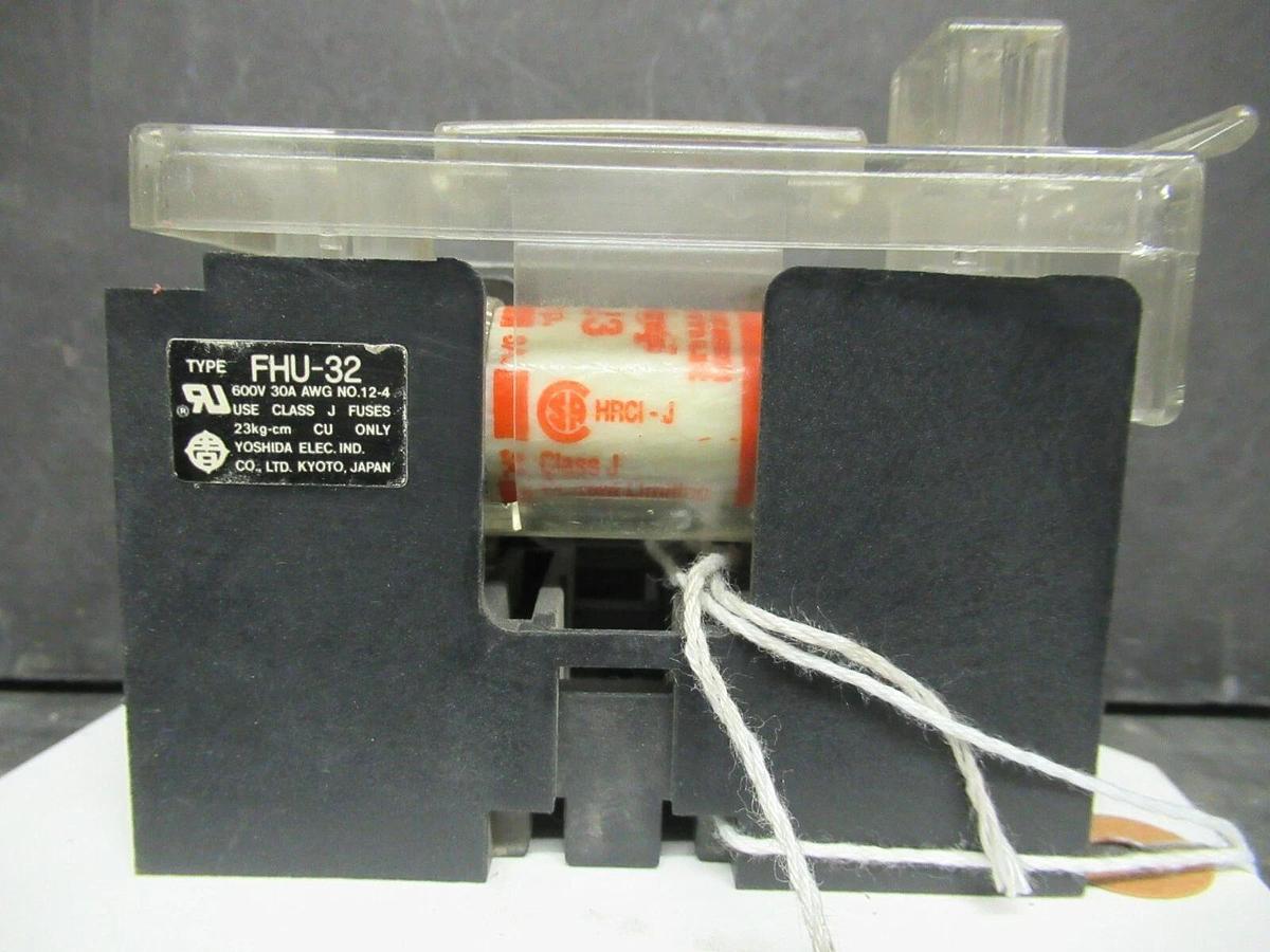 Used YOSHIDA FUSE HOLDER FHU-32 600 VOLT 30 AMP CLASS J FUSES