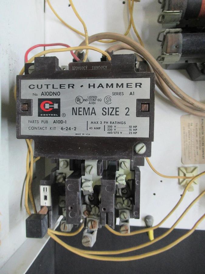 Used CUTLER HAMMER MOTOR CONTROL BUCKET 17" NEMA SIZE 2 STARTER A10DN0 35 AMP FUSES