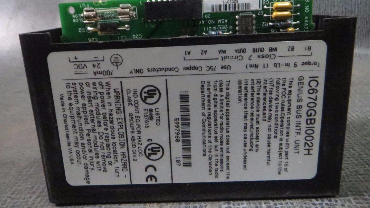Used GE FANUC FIELD CONTROL GENIUS BUS INTERFACE MODULE IC670GBI002H *WARRANTY*