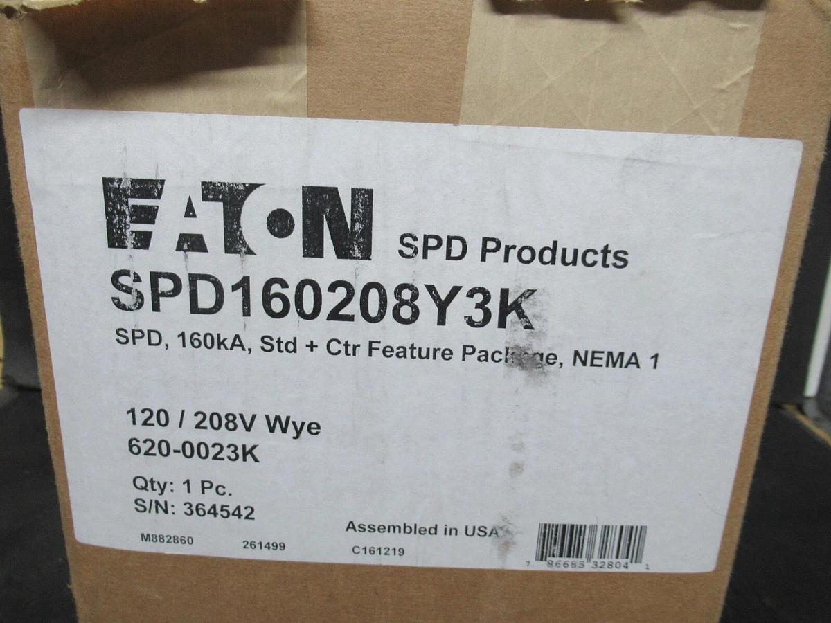 NEW SURPLUS EATON SURGE PROTECTIVE DEVICE SPD160208Y3K TYPE 1 ENCLOSURE
