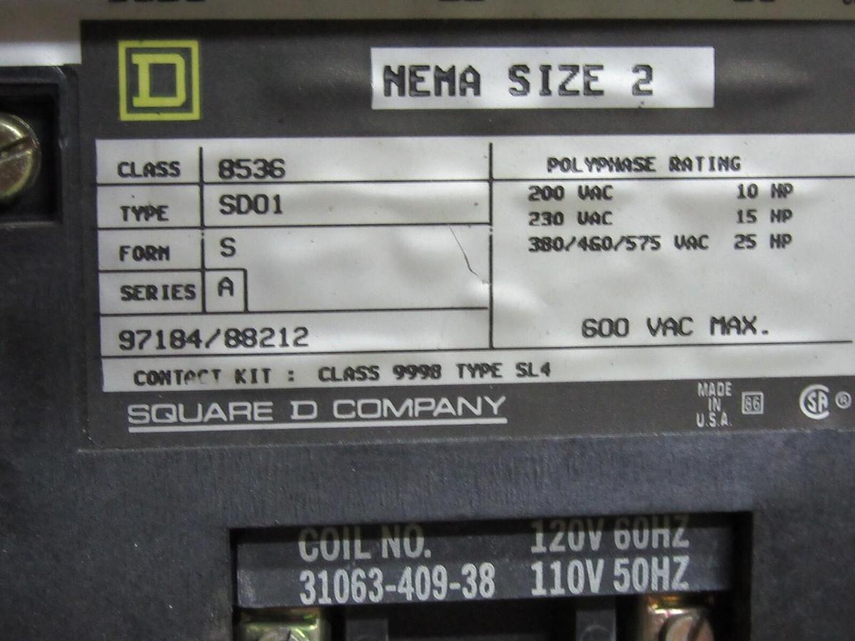 Used SQUARE D MODEL 5 18" NEMA SIZE 2 MCC BUCKET HU100-3CM5 W/ 8536SD01 **WARRANTY**