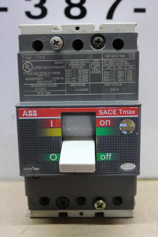 Used ABB CIRCUIT BREAKER TMAX T1N 50 AMP 3-POLE 600 VAC **WARRANTY INCLUDED**