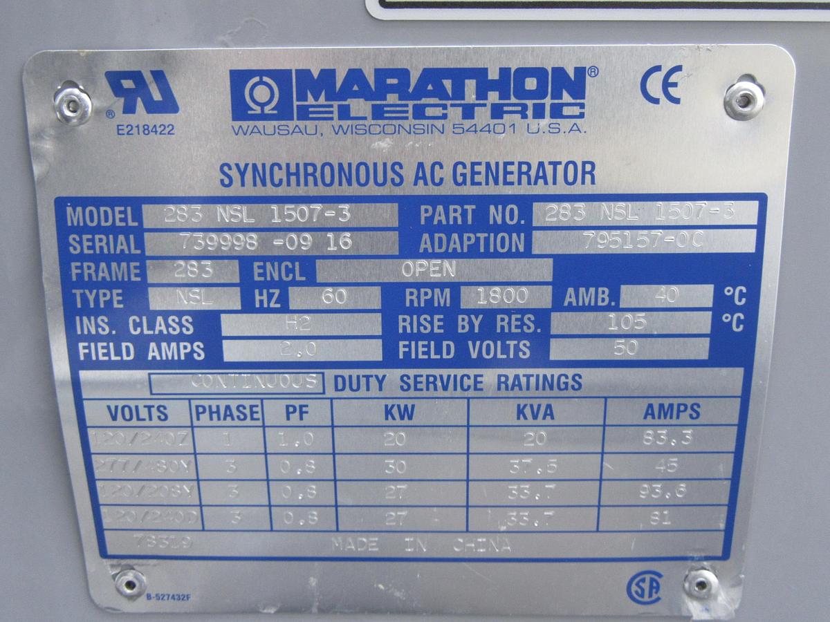 Used 20 KW DIESEL GENERATOR MTU 120/240 V 4LE1 ISUZU SOUND ENCLOSED 116 HRS  VIDEO