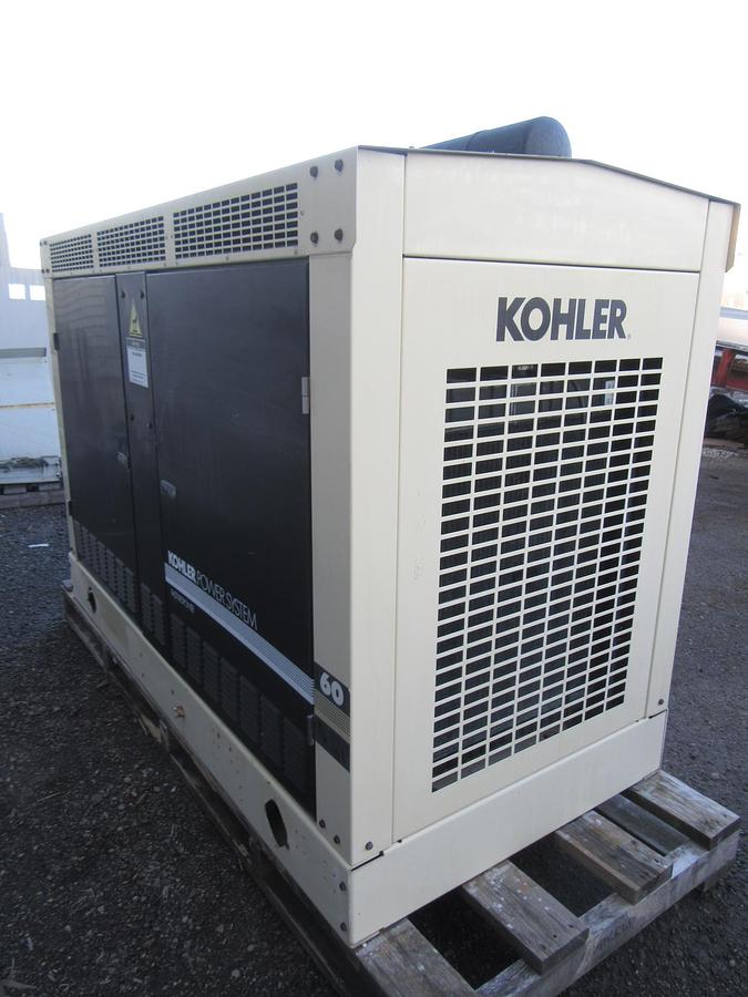 Used 60 KW PROPANE / NAT GAS GENERATOR KOHLER 120/240V 45RZG ENCLOSED VIDEO
