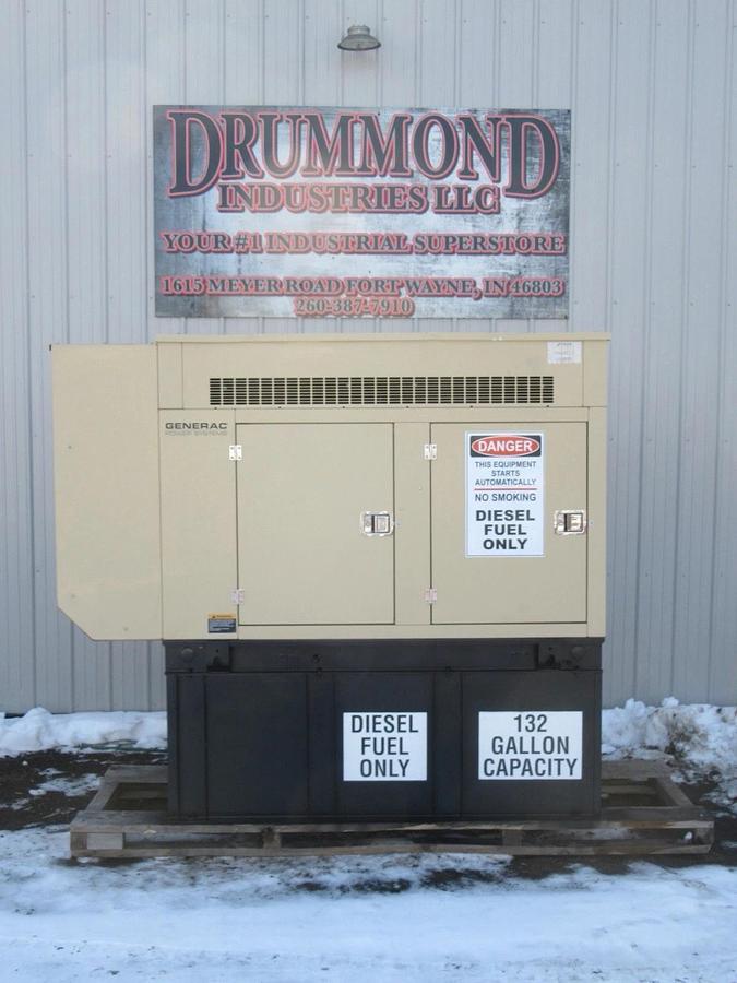 Used 30 KW DIESEL GENERATOR GENERAC 120/240 VOLT ONLY 407 HRS SOUND ENCLOSED VIDEO